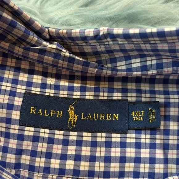 Ralph Lauren Blue Pink Check Button Down Shirt sz 4XLT - Picture 9 of 11